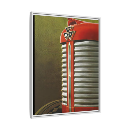 Vintage Red Tractor Grill Matte Canvas Framed | Farm Machinery Wall Art