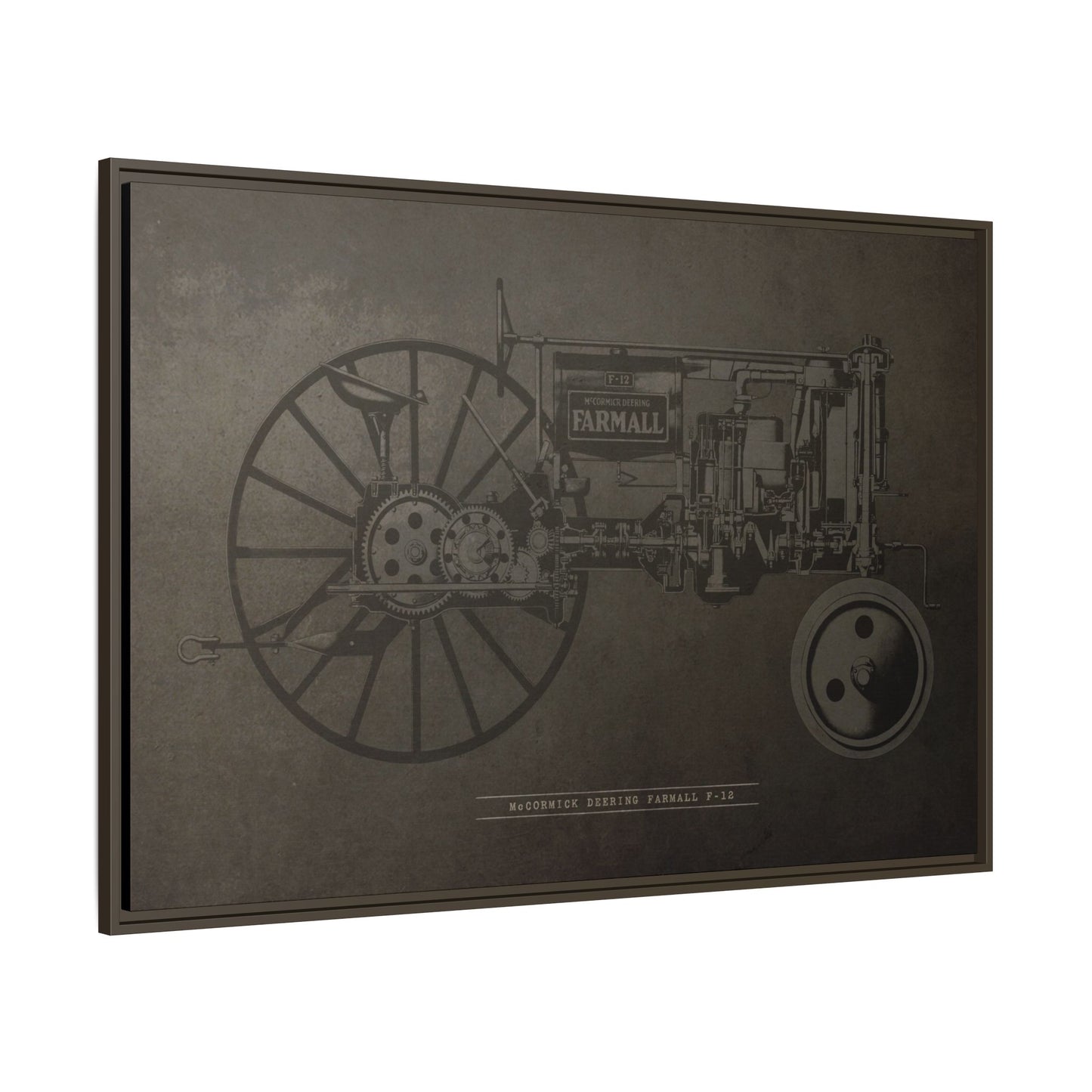 Vintage Farmall F-12 Mechanical Drawing | Framed Wall Art on Canvas