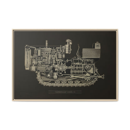 Vintage D4Tractor Crawler Cutaway Drawing | Framed Wall Art on Canvas