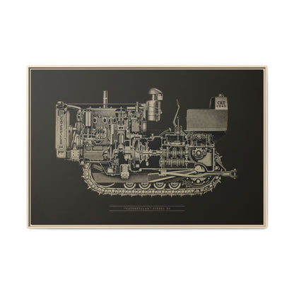 Vintage D4Tractor Crawler Cutaway Drawing | Framed Wall Art on Canvas