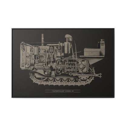 Vintage Caterpillar D2 Cutaway Drawing | Framed Wall Art on Stretched Canvas