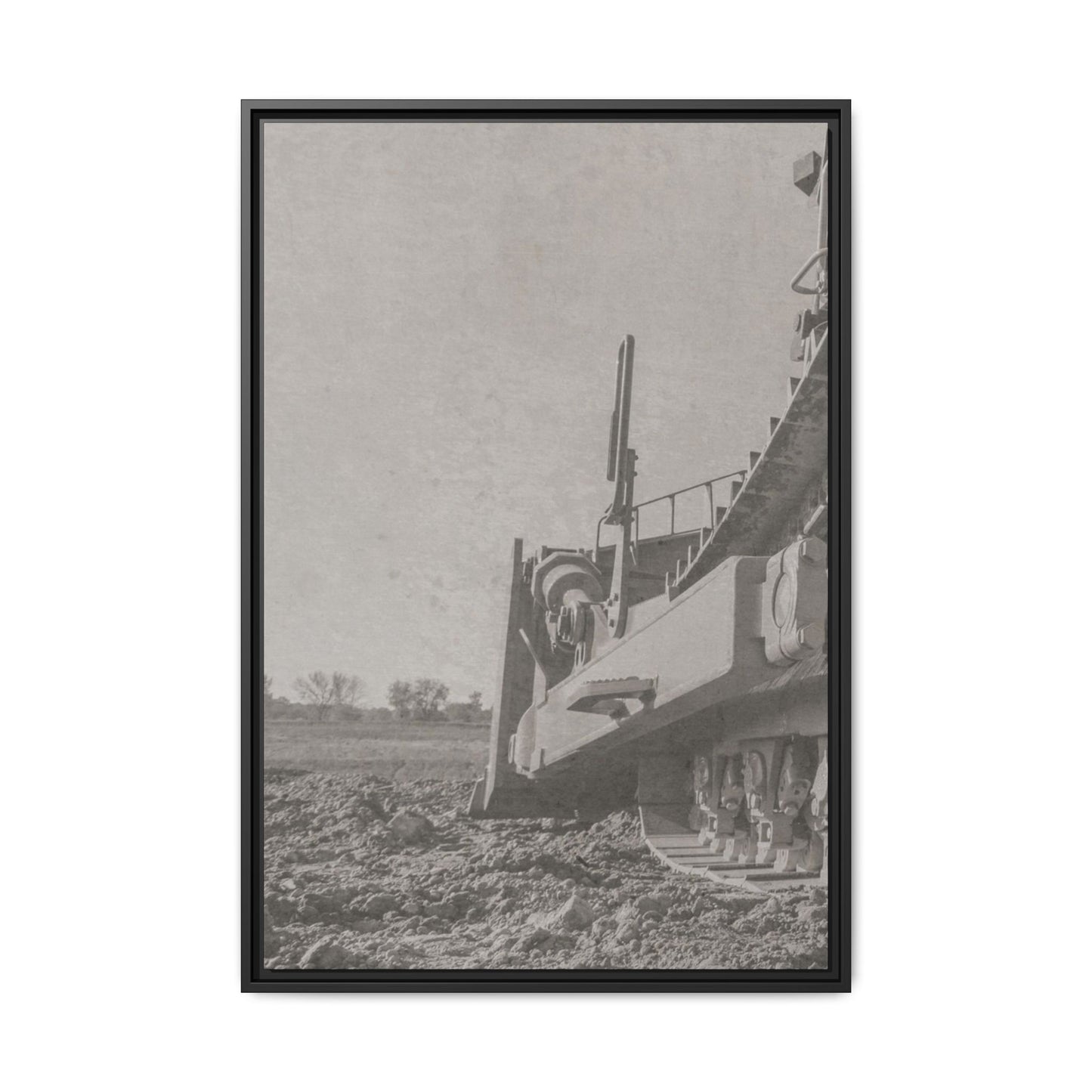 Epic D8 Dozer Triptych | Light Gray | Left Panel | Jondo | Matte Canvas Print (Framed)