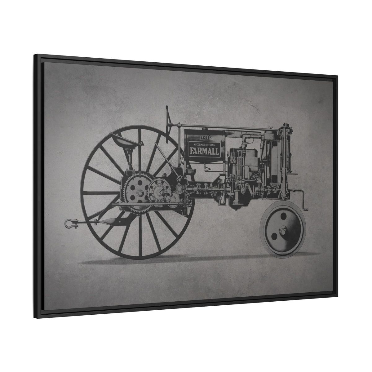 Vintage Farmall F-12 Mechanical Drawing | Light | Framed Wall Art on Canvas