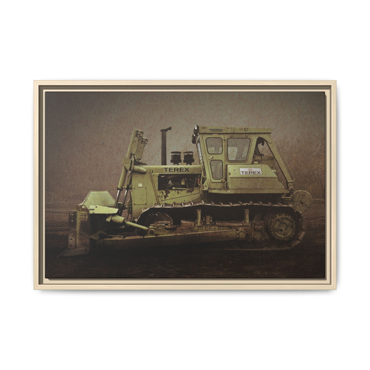 Classic Terex Dozer | Framed Wall Art on Stretched Canvas