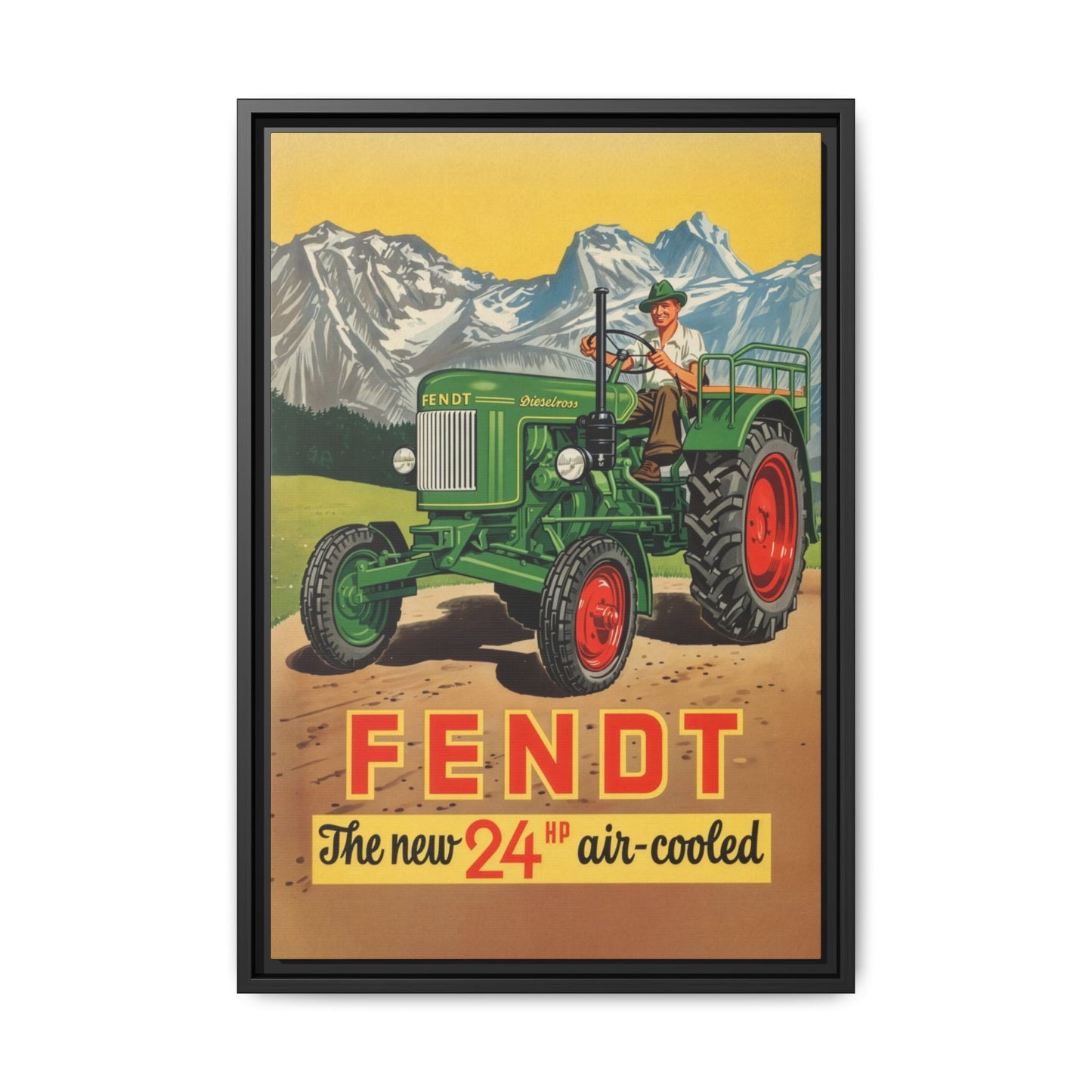 Vintage Fendt Air Cooled 24 Advertisement- Vintage Wall Art on Framed Canvas