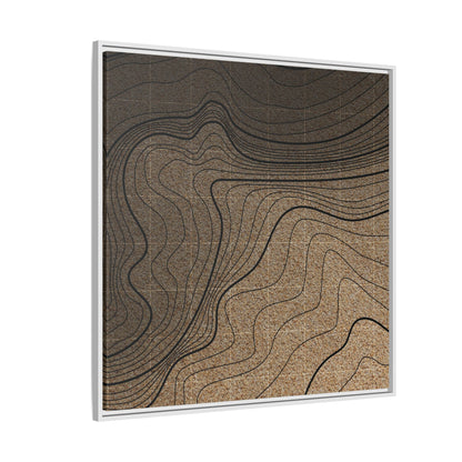Topographic Lines Abstract Wall Art on Framed Canvas