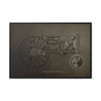 Vintage Farmall F-12 Mechanical Drawing | Framed Wall Art on Canvas