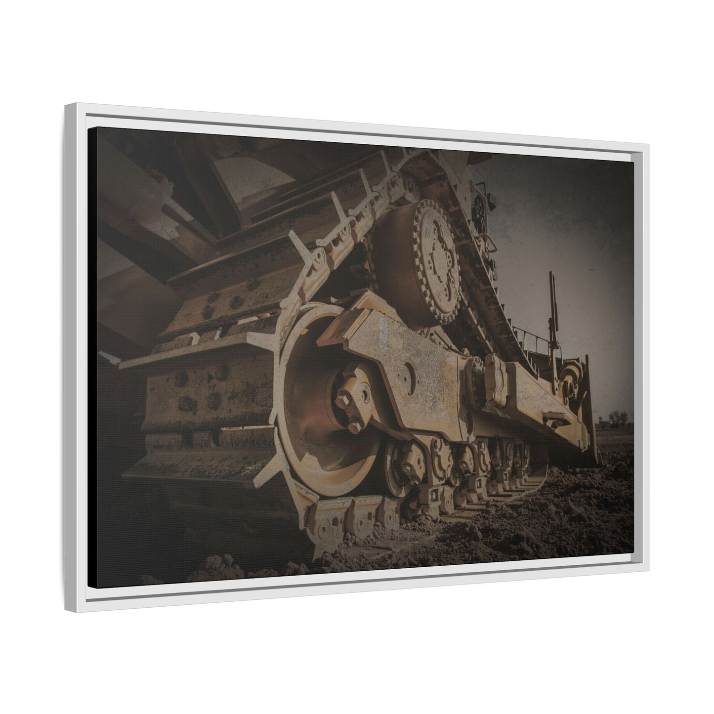 D8 Dramatic Dozer Track | Dark Gray |  Framed Wall art on Stretched Canvas