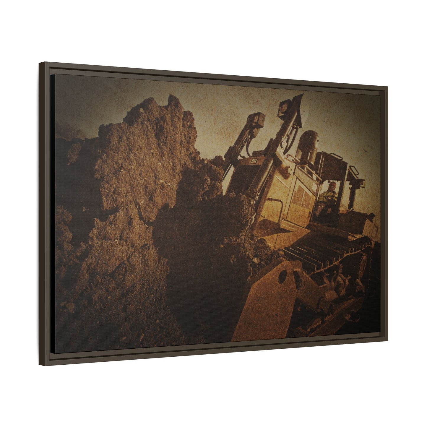 Big Dirt D8 Dozer Action| Gold | Framed | Wall Art on Stretched Canvas