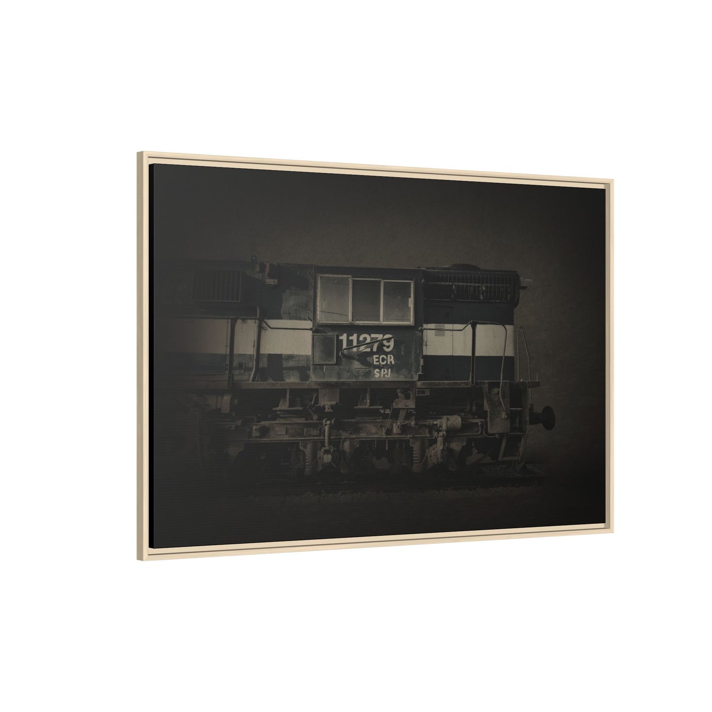 Vintage Diesel Locomotive Engine Matte Canvas Framed