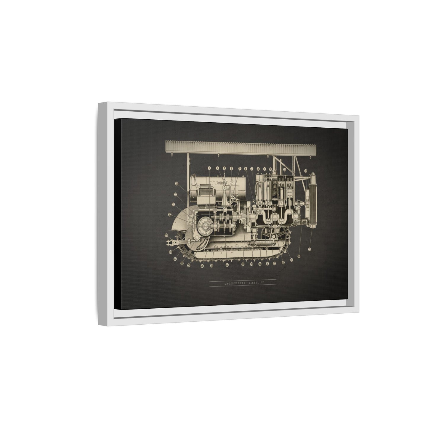 Vintage D7 Crawler Cutaway | Framed Wall Art on Matte Canvas