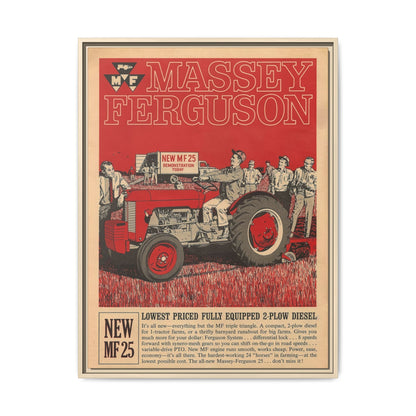 Massey 25 Demonstration Day Vintage Dealer Sign, Framed Wall Art on Canvas