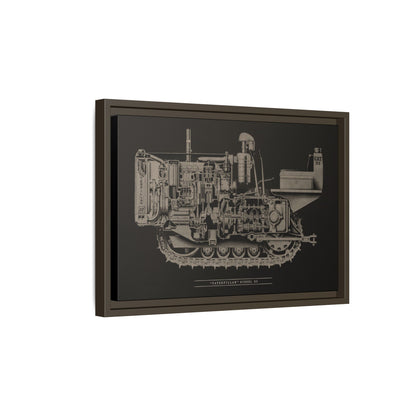 Vintage Caterpillar D2 Cutaway Drawing | Framed Wall Art on Stretched Canvas
