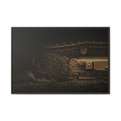 D7E Dozer Undercarriage Action | Framed Wall Art on Stretched Canvas