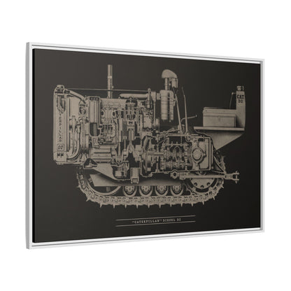 Vintage Caterpillar D2 Cutaway Drawing | Framed Wall Art on Stretched Canvas