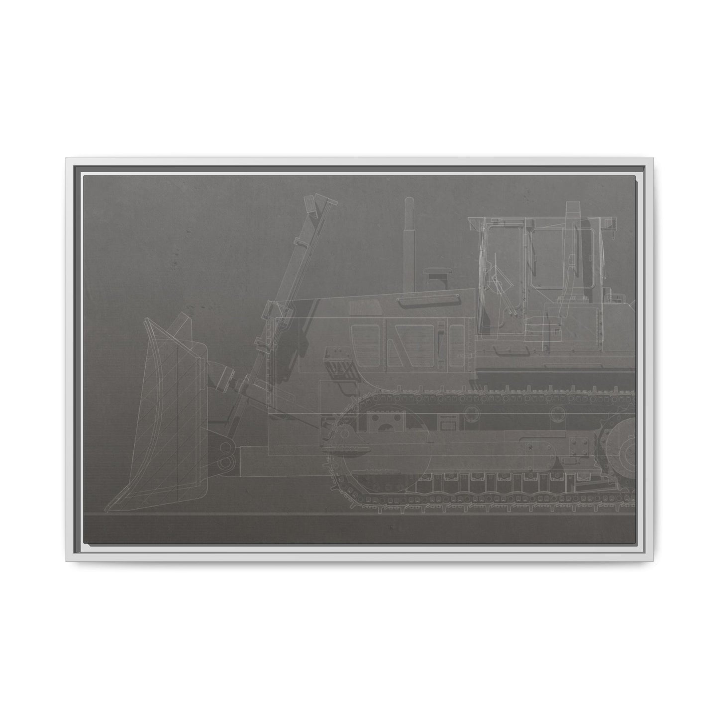 D2 Dozer Side View Technical Drawing | Framed Photo Wall Art on Canvas