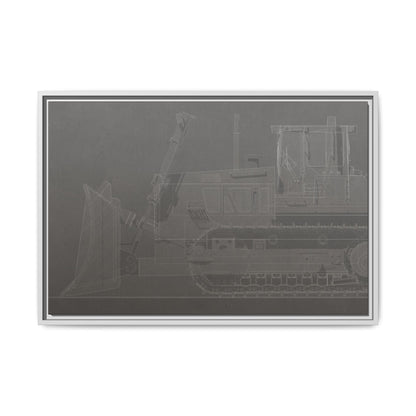 D2 Dozer Side View Technical Drawing | Framed Photo Wall Art on Canvas