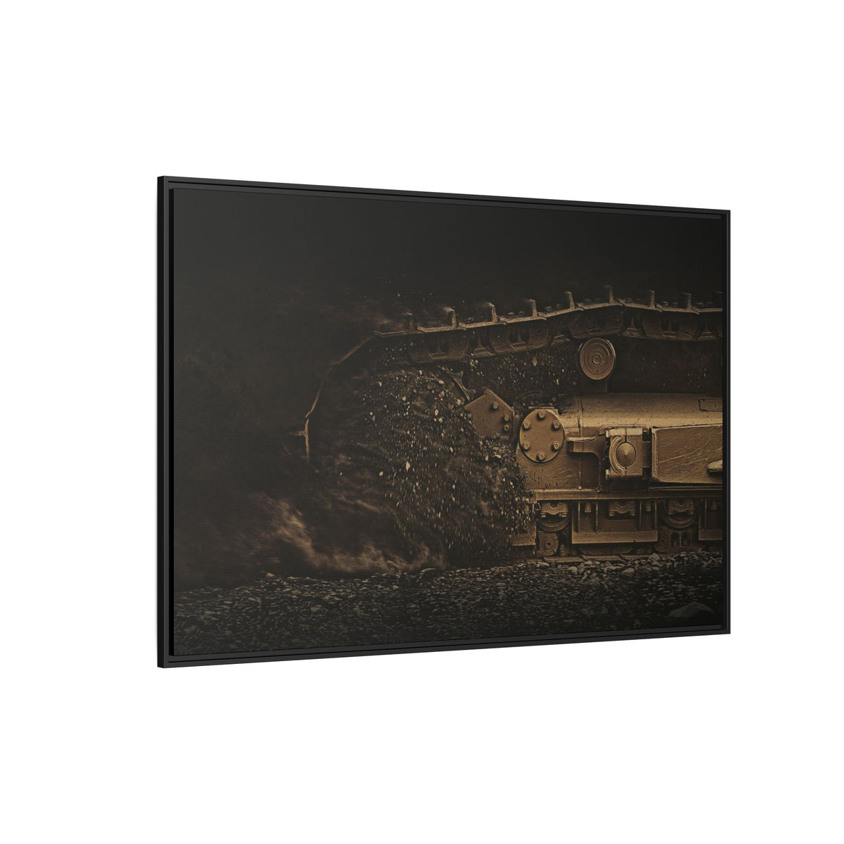 D7E Dozer Undercarriage Action | Framed Wall Art on Stretched Canvas