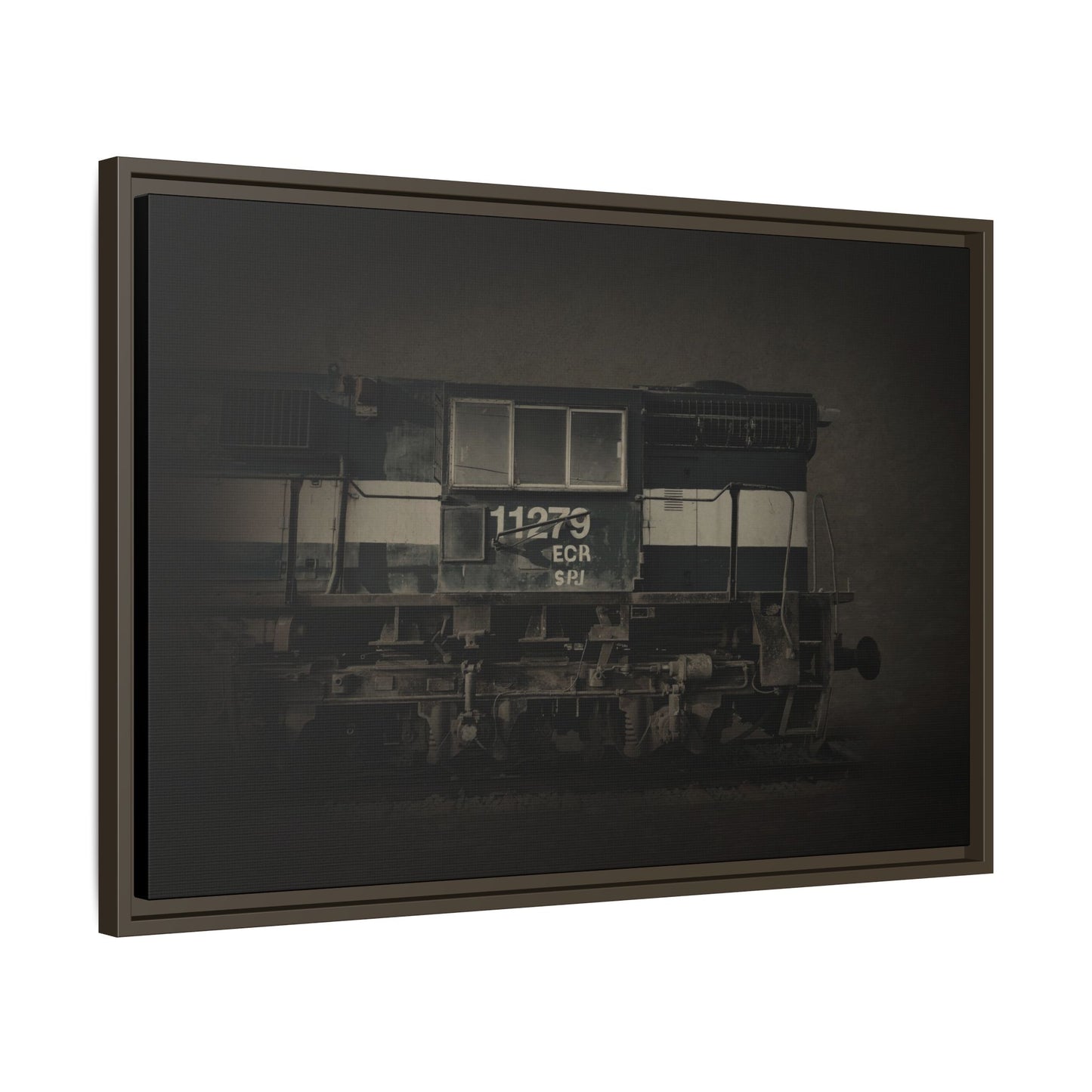 Vintage Diesel Locomotive Engine Matte Canvas Framed