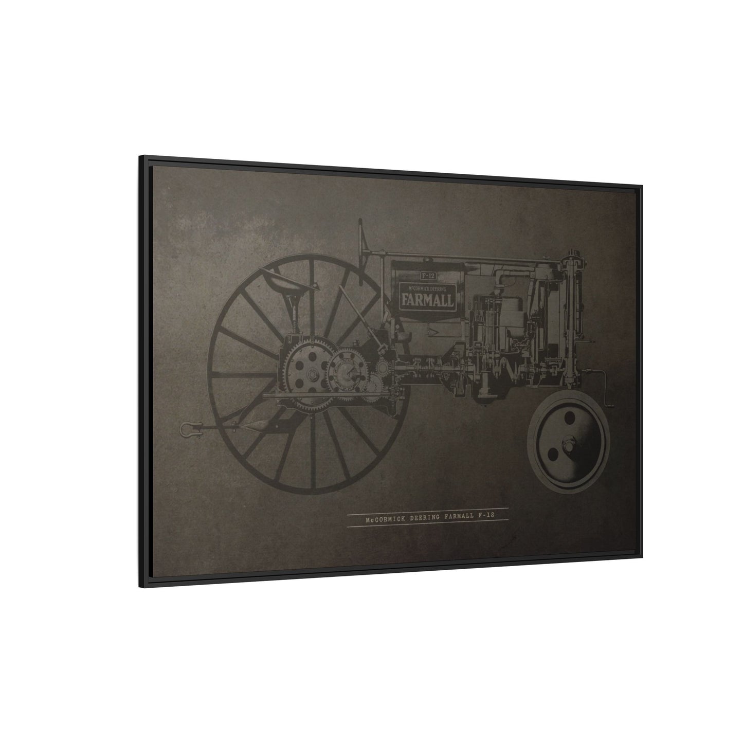Vintage Farmall F-12 Mechanical Drawing | Framed Wall Art on Canvas