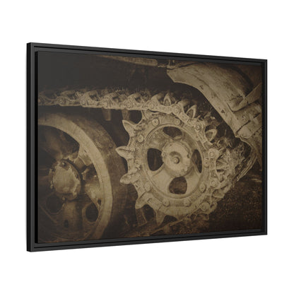 Treaded Tracks Close Up | Framed Wall Art on Stretched Canvas