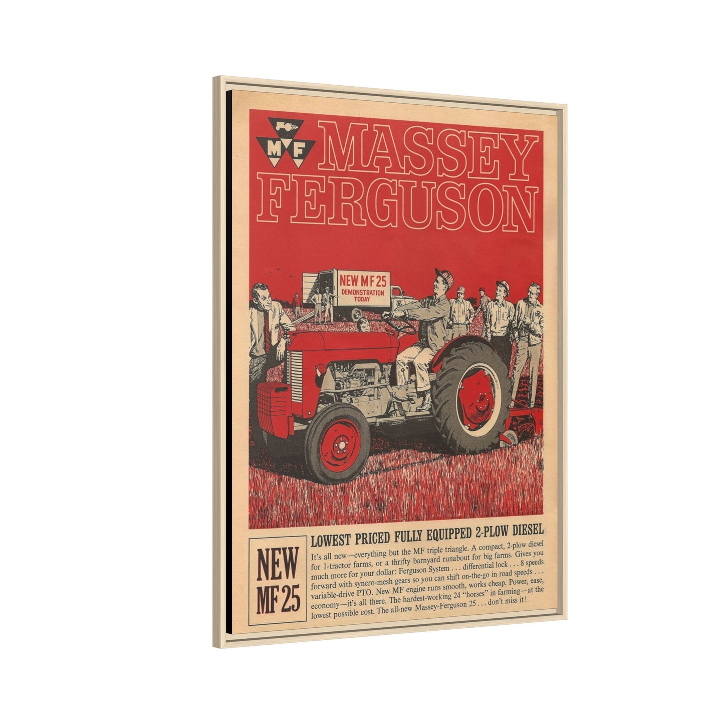 Massey 25 Demonstration Day Vintage Dealer Sign, Framed Wall Art on Canvas