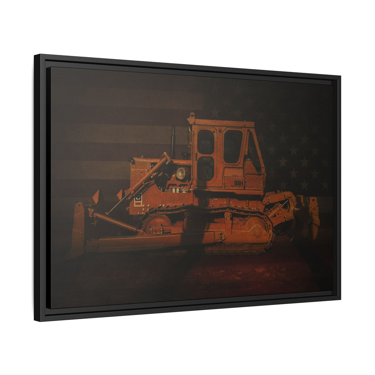 Patriotic D8H Classic Dozer | Framed Wall Art on Stretched Canvas