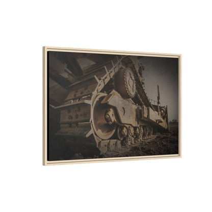 D8 Dramatic Dozer Track | Dark Gray |  Framed Wall art on Stretched Canvas