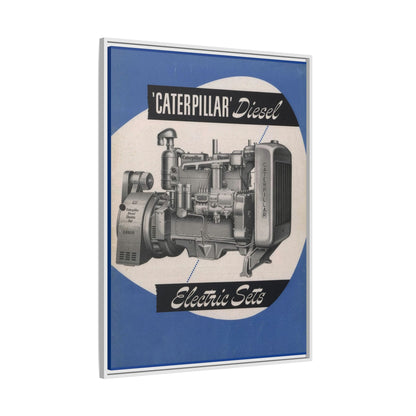 Diesel Electric Generator Vintage Dealership Sign on Framed  Matte Canvas