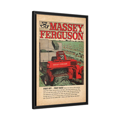Massey Ferguson Tractor Poster Matte Canvas Framed | Vintage Farm Machinery Print