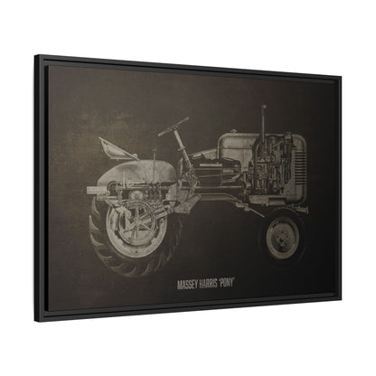 Vintage Massey Harris Pony Cutaway Drawing | Framed Wall Art on Stretched Canvas | Industrial Artwork
