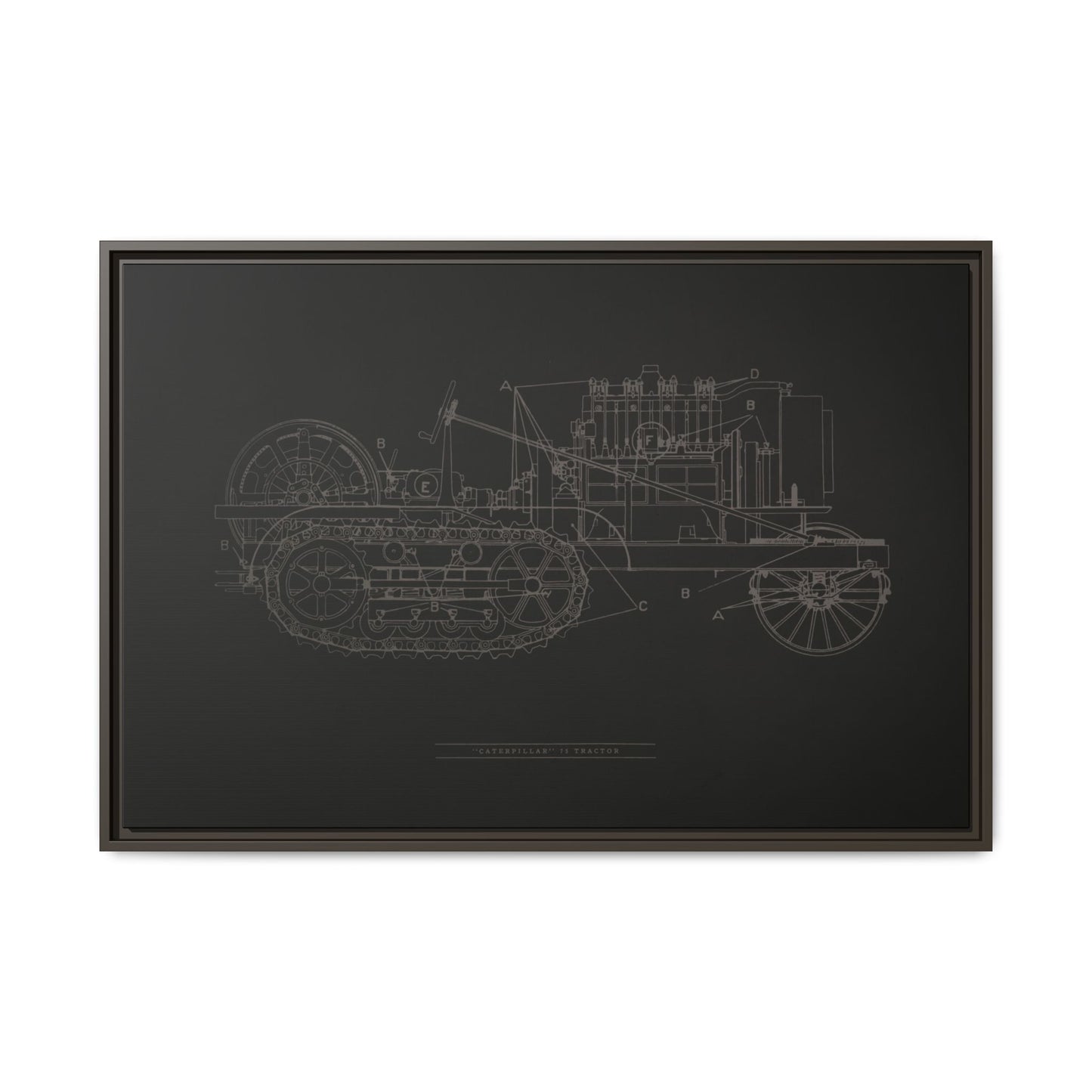Vintage HOLT Tractor Patent Drawing Industrial Artwork | Framed Wall Art on Stretched Canvas