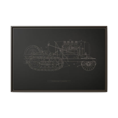 Vintage HOLT Tractor Patent Drawing Industrial Artwork | Framed Wall Art on Stretched Canvas