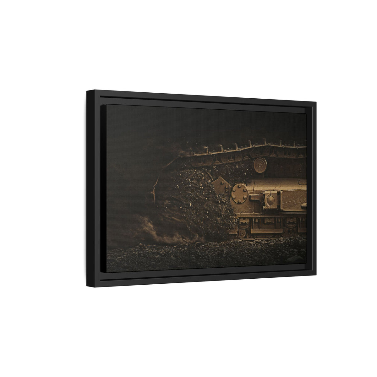 D7E Dozer Undercarriage Action | Framed Wall Art on Stretched Canvas