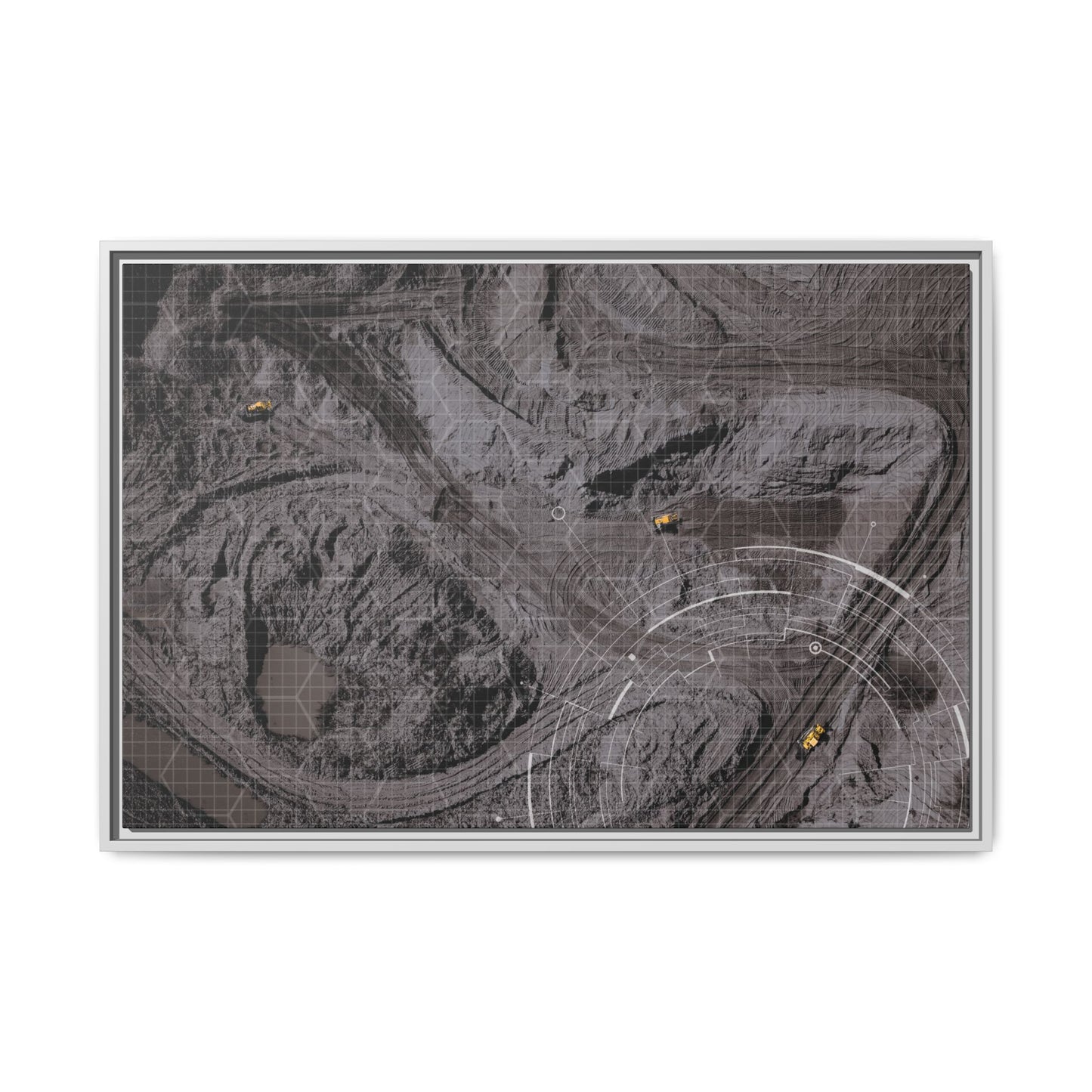 Drone Mining Construction Site - Photo Art Framed on Stretched Canvas