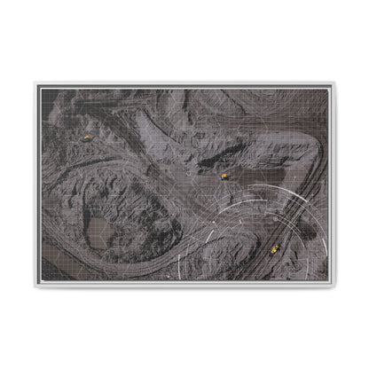 Drone Mining Construction Site - Photo Art Framed on Stretched Canvas