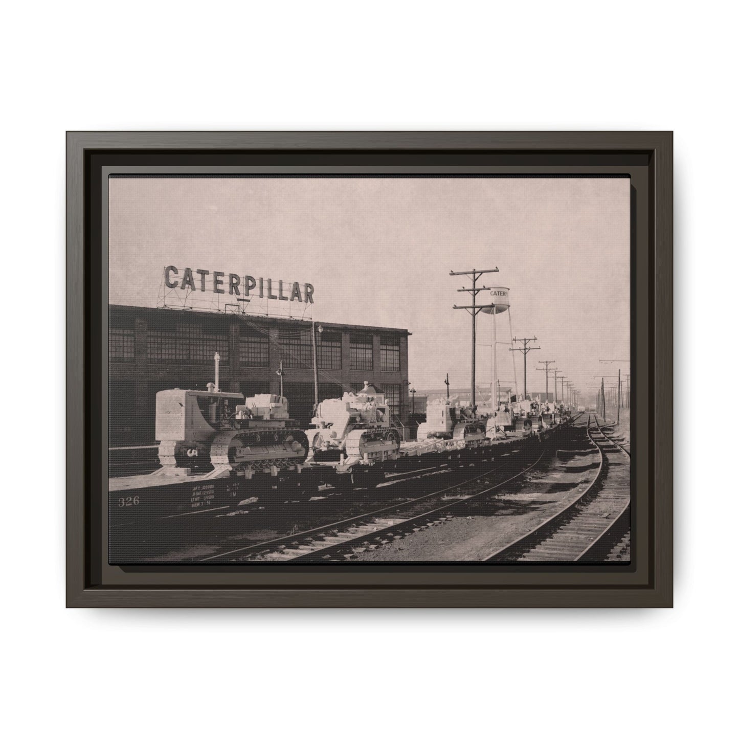Vintage Crawler Track Assembly Line | Framed Photo Art on Matte Canvas