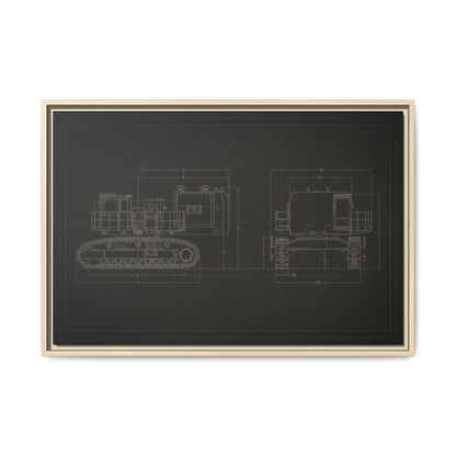 601 Excavator Drawing, Framed Wall Art on Canvas