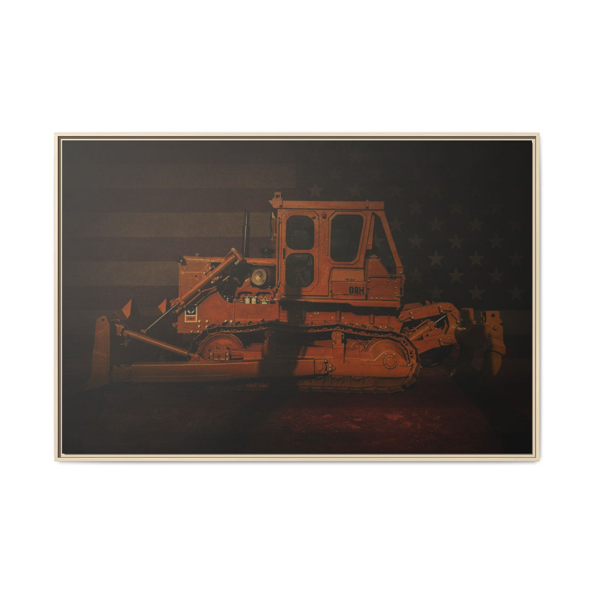 Patriotic D8H Classic Dozer | Framed Wall Art on Stretched Canvas