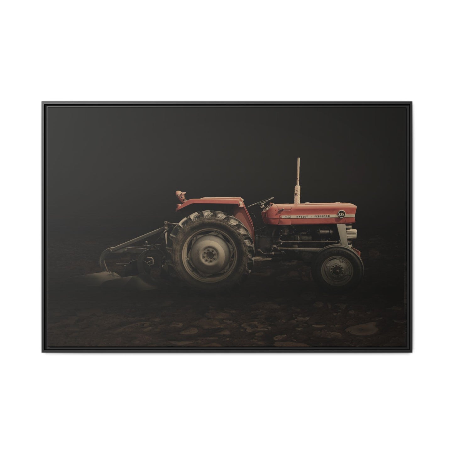 Vintage Massey 135 with Plow Photo Wall Art on Canvas