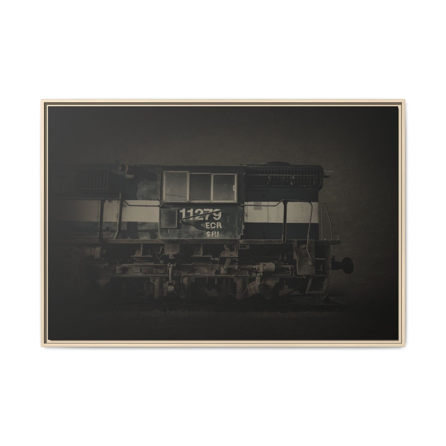 Vintage Diesel Locomotive Engine Matte Canvas Framed