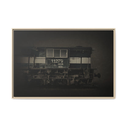 Vintage Diesel Locomotive Engine Matte Canvas Framed
