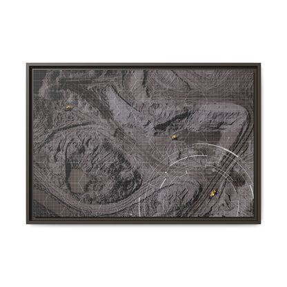 Drone Mining Construction Site - Photo Art Framed on Stretched Canvas