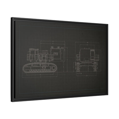 601 Excavator Drawing, Framed Wall Art on Canvas