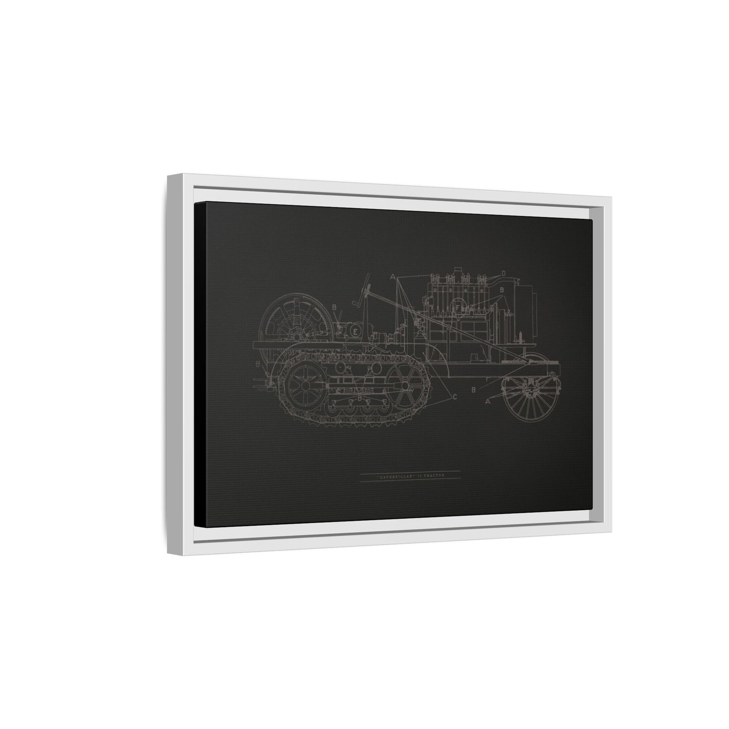 Vintage HOLT Tractor Patent Drawing Industrial Artwork | Framed Wall Art on Stretched Canvas