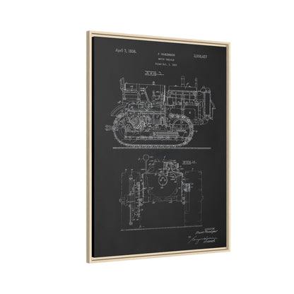 Vintage Dozer Rudiger Patent Drawing, Framed Wall Art on Canvas