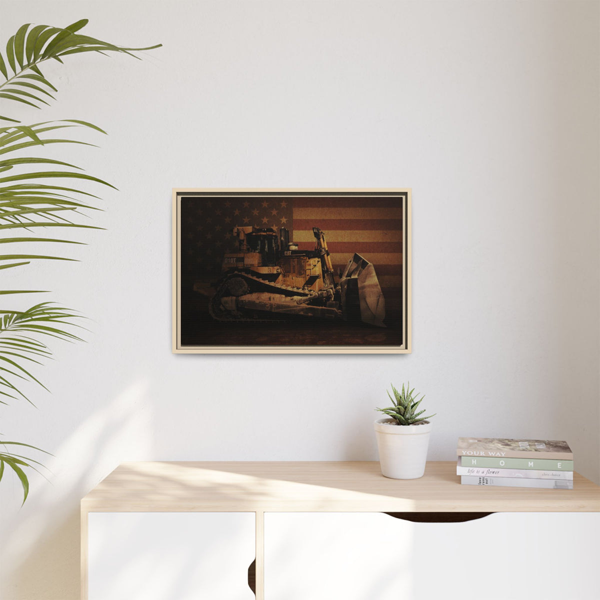 Patriotic D10T Classic Dozer | Framed Wall Art on Stretched Canvas