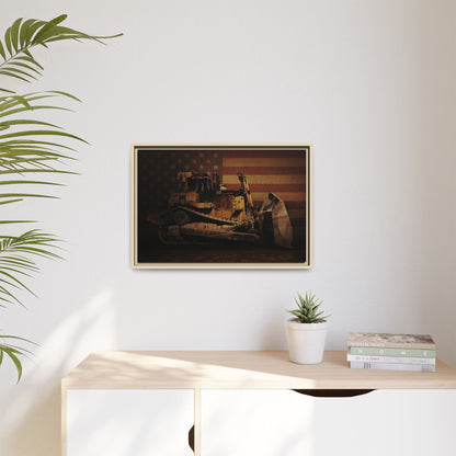 Patriotic D10T Classic Dozer | Framed Wall Art on Stretched Canvas