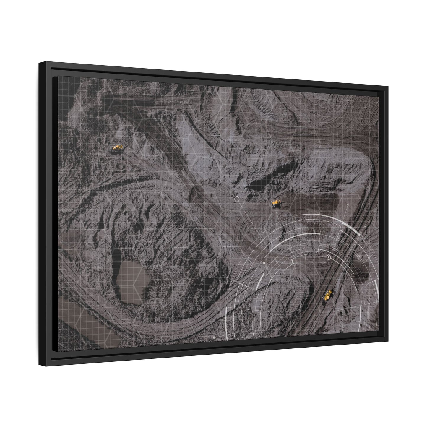 Drone Mining Construction Site - Photo Art Framed on Stretched Canvas