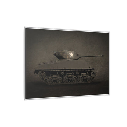 Vintage WWII  Sherman Tank, Single Star, Photo Wall Art on Framed Canvas